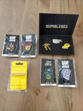BAM! Horror and Transformers Bumblebee Enamel Pin Set - Yellow & Black